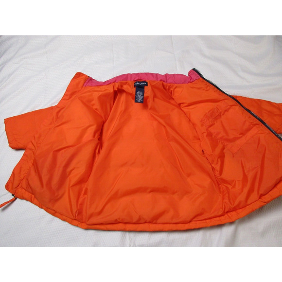 Ralph Lauren Kids Vibrant Orange and Pink Puffer Coat - Picture 2 of 16